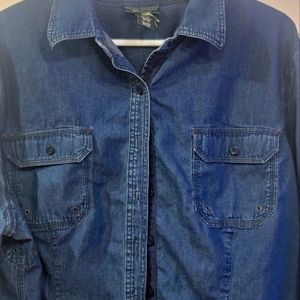 Vintage Woman's Lauren Jean CompanyRalph Denim Shirt Made In HONG KONG  Lg-XL